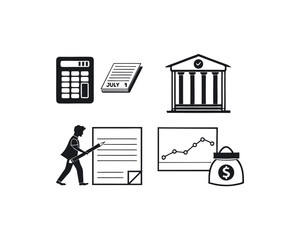 Financial Planning Icons Set Business Banking Investment