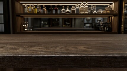 Dark Wood Tabletop in a Luxurious Bar Setting