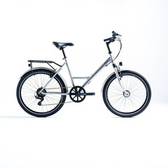 Fototapeta premium Folding Bicycle A minimalist modern silver frame compact bike design for urban travel