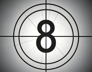 Vintage film countdown number eight