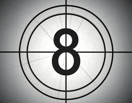 Vintage film countdown number eight