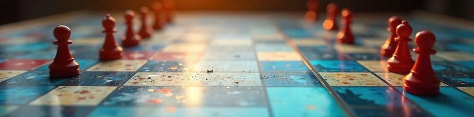 Naklejka premium A pristine, untouched game board sits empty, ready for players The pieces are absent, leaving only the potential for exciting gameplay A concept of empty possibilities , empty space, game, gaming