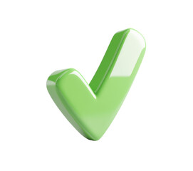 Checkmark showing approval or completion in glossy green style