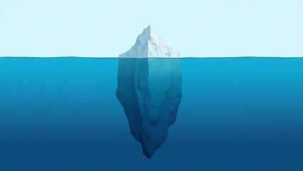 Iceberg showing vast underwater mass, symbolizing hidden depths beneath the surface.



