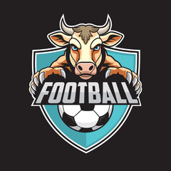 football club logo cow vector illustration design