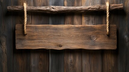 This image features a rustic wooden sign hanging from a branch, set against a backdrop of a weathered wooden wall, evoking a sense of charm and simplicity in design.