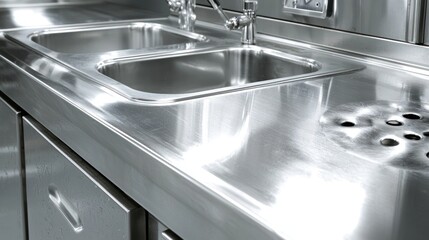 Stainless Steel Kitchen Sink and Countertop: A Gleaming Reflection of Cleanliness