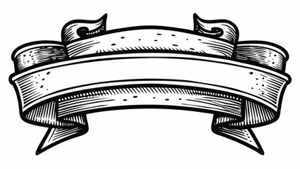 Vintage Curled Ribbon Banner Design Element Blank Template for Text