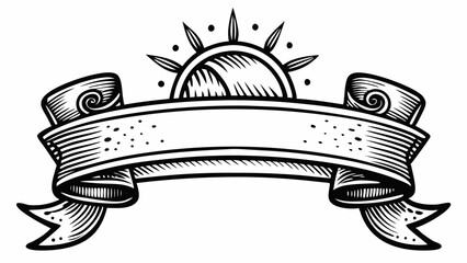 Vintage Sunburst Banner Design Elegant Scrollwork and Blank Space for Text