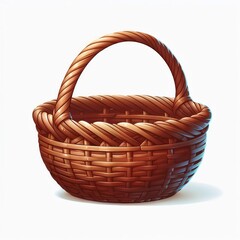Handmade wicker basket for gathering fruits and vegetables on white background