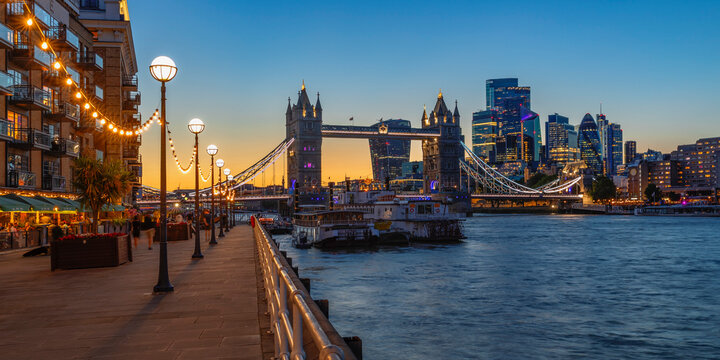 View from Butlers Wharf to the Tower Bridge, London, England