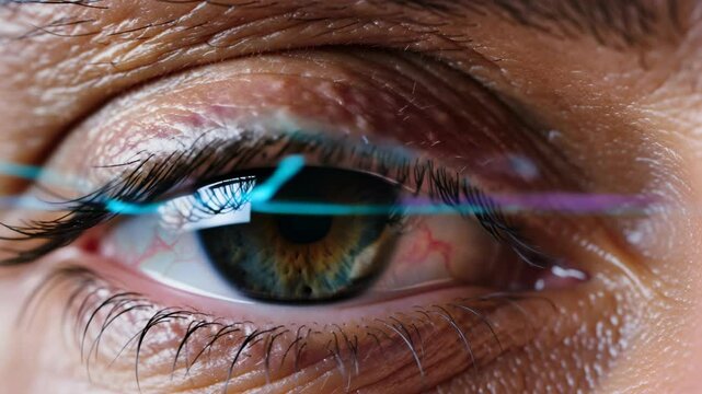 Close-up view of a human eye showcasing intricate details and vibrant colors