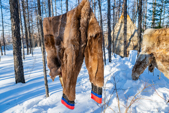 Evenki fur dress, Tura, Krasnoyarsk Krai, Evenki state, Russia