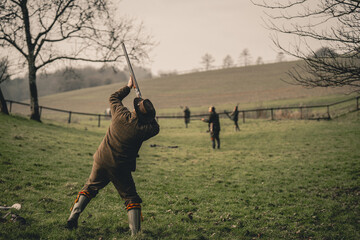 A gun shooting on a driven shoot in the UK