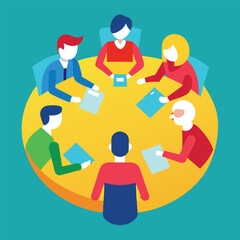 Social network concept with a set of businesspeople avatar icons illustrating teamwork and communication