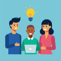 Fototapeta premium Business people with speech bubbles vector icon set illustrates a teamwork group of office characters.