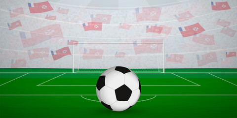 Wallisian Football Arena Full of Fans with National Flags, Sports Event Illustration.