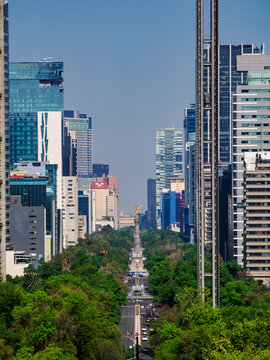 Paseo de la Reforma seen from Chapultepec Castle, elevated view, Mexico City, Mexico