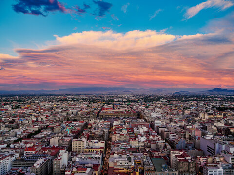 View towards the Old Town and Zocalo, Mexico City, Mexico