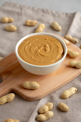 Organic Peanut Butter in a Bowl, side view.