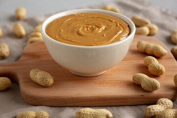 Organic Peanut Butter in a Bowl, side view.