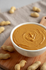 Organic Peanut Butter in a Bowl, side view.