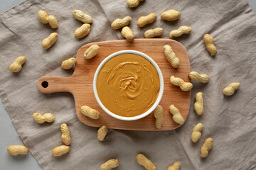 Organic Peanut Butter in a Bowl, top view.