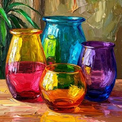 colorful glass bottles