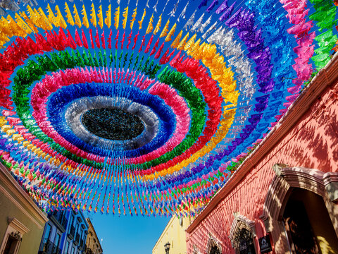 Colourful decorations at the Macedonio Alcala Street, Oaxaca de Juarez, Oaxaca State, Mexico