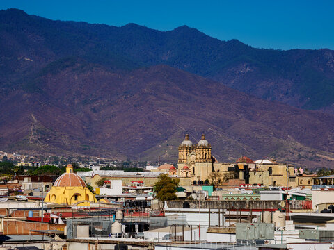 View towards The Church and Convent of Santo Domingo de Guzman, Oaxaca de Juarez, Oaxaca State, Mexico