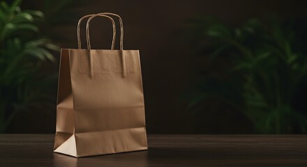Eco-Friendly Kraft Paper Shopping Bag on Wooden Table