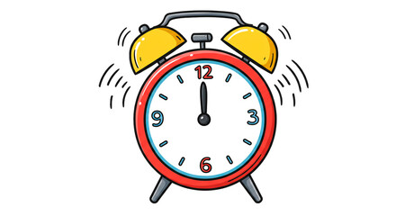 Cartoon alarm clock ringing illustration vector graphic design element for kids and morning time concept on transparent background