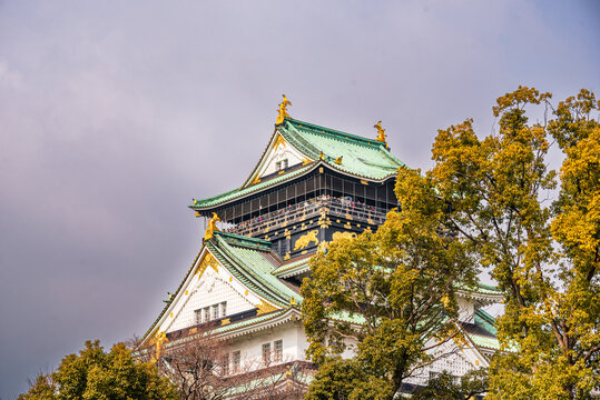 Close up of the Osaka Castle main tower, Osaka, Kansai, Japan