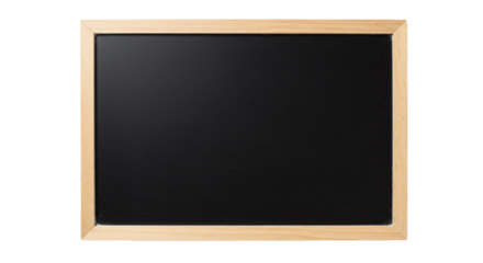 Blank chalkboard with wooden frame on white background for message board and presentation template use on transparent background