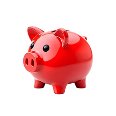 red piggy bank isolated on transparent background
