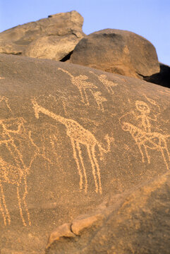 Rock art carving in the mountains of Avdz?r, Niger, Western Africa