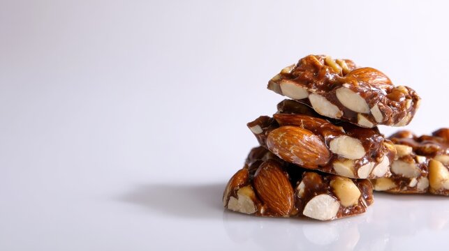 Buttery almond brittle: buttercrunch piece, nut glaze, toasted candy, caramel shard, dessert bite, golden snap, crispy melt, sweet spark, crunchy charm, sugar layer, gourmet texture bliss