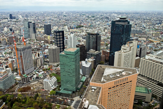 Aerial view from the Tokyo Metropolitan Government Building, Shinjuku ward, Tokyo, Japan