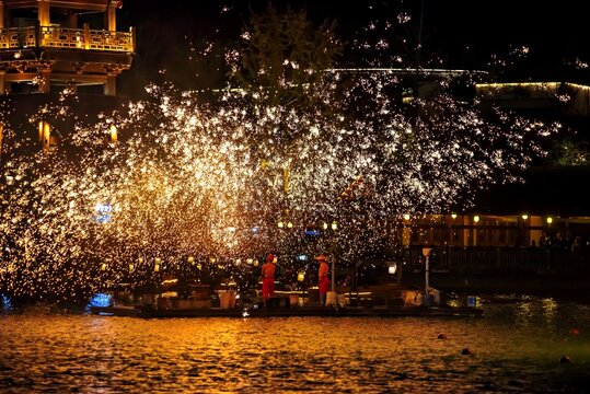 Spectacular Iron Flower performance in WuNvZhou Resort, Wuyuan County, Shangrao, Jiangxi Province, China