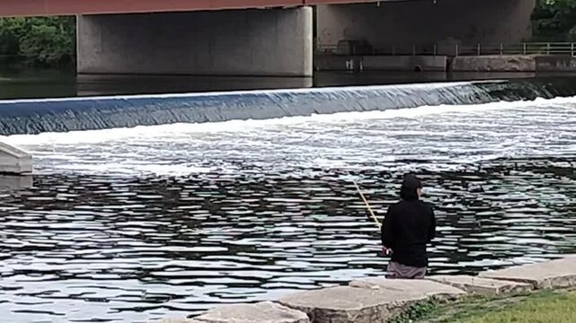 Man fishing from shore