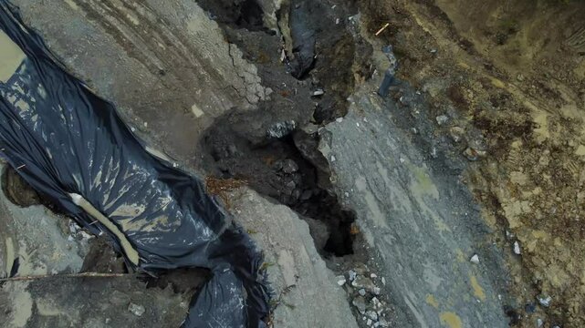 The place where the Corund stream floods the salt mine in Praid - Romania, as a result of soil erosion