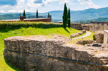 The sixteenth century bastion of city walls of Medici Fortress, Arezzo, Tuscany, Italy