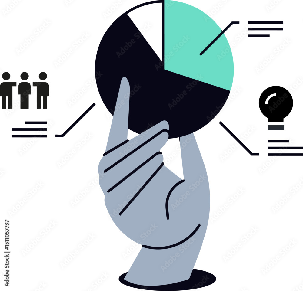 Aufkleber analyzing data chart diagram graph hand holding pie chart statistics showing results trends informat