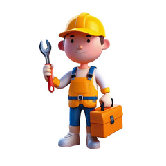 A builder with a screwdriver and a toolbox - vector illustration in watercolor style