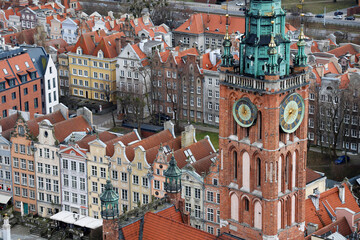Aerial view of Gdansk, a city on the Baltic coast, Poland