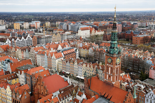 Aerial view of Gdansk, a city on the Baltic coast, Poland