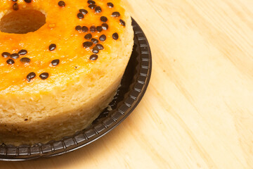 delicious cake with passion fruit frosting