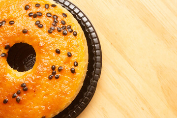delicious cake with passion fruit frosting