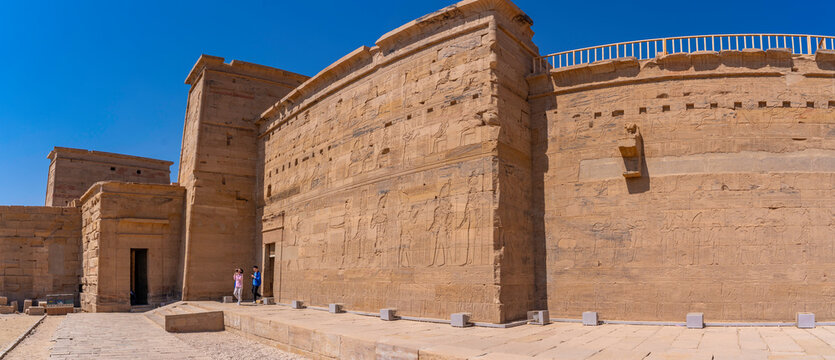 View of Temple at Philae on a sunny day, Aswan, Nubia, Egypt, North Africa, Africa