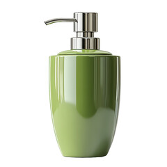 Obraz premium Elegant green ceramic soap dispenser with shiny chrome pump on black background